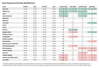 Issue Importance by Party Identification