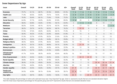 Issue Importance by Age