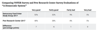 Comparing VOTER Survey and Pew Research Center Survey Evaluations of "A Democratic System"