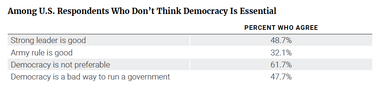 Among U.S. Respondents Who Don't Think Democracy Is Essential